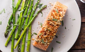 Baked Mustard-Crusted Salmon with Asparagus and Tarragon