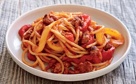 Bucatini with Sausage and Peppers
