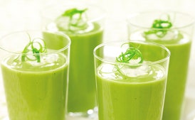 Chilled Avocado Soup with Roasted Poblano Cream