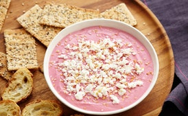 Chioggia Beet Borani with Feta and Toasted Sesame Seeds