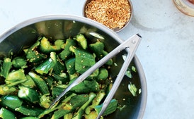 Cucumbers with Scallions and Chili Oil