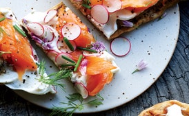 Flatbread with Smoked Trout, Radishes, and Herbs