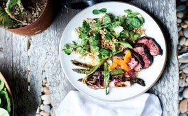 Grilled Asparagus and Spring Onions With Lemon Dressing