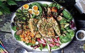 Grilled Halibut Niçoise with Market Vegetables