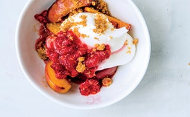 Peach Parfait With Salted Graham Cracker Crumble