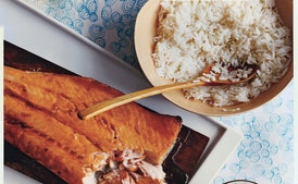 Planked Salmon with Coconut Rice