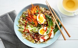 Quick Pork Ramen With Carrots, Zucchini, and Bok Choy