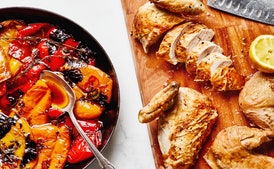Roast Chicken with Bell Peppers, Lemon, and Thyme