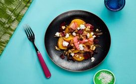 Roasted Beet Salad with Flash-Pickled Radishes and Chard