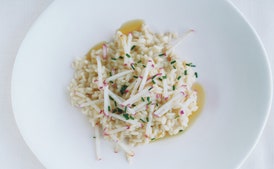Romano Risotto with Radishes