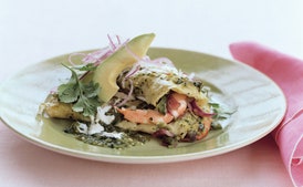 Shrimp and Cotija Enchiladas with Salsa Verde and Crema Mexicana