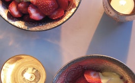 Sliced Strawberries with Grand Marnier Zabaglione
