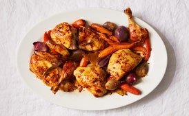 Slow-Roasted Chicken with Honey-Glazed Carrots and Ginger