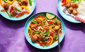 Ginger Turkey Meatballs with Coconut Broth and Noodles