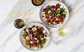 Wheat Berry Bowl with Merguez and Pomegranate