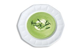 Wilted Greens Soup with Crème Fraîche
